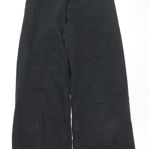 Zara Womens Black Cotton Wide-Leg Jeans Size 8 L29 in Regular Zip