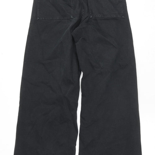 Zara Womens Black Cotton Wide-Leg Jeans Size 8 L29 in Regular Zip