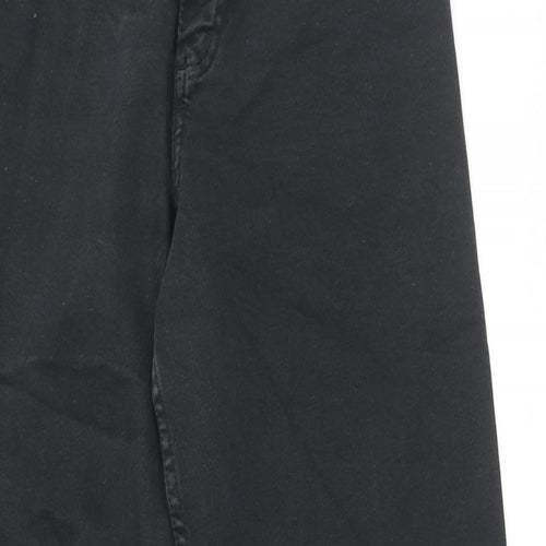 Zara Womens Black Cotton Wide-Leg Jeans Size 8 L29 in Regular Zip
