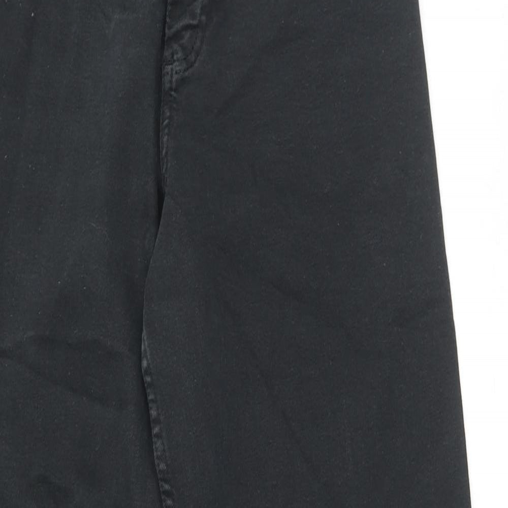 Zara Womens Black Cotton Wide-Leg Jeans Size 8 L29 in Regular Zip