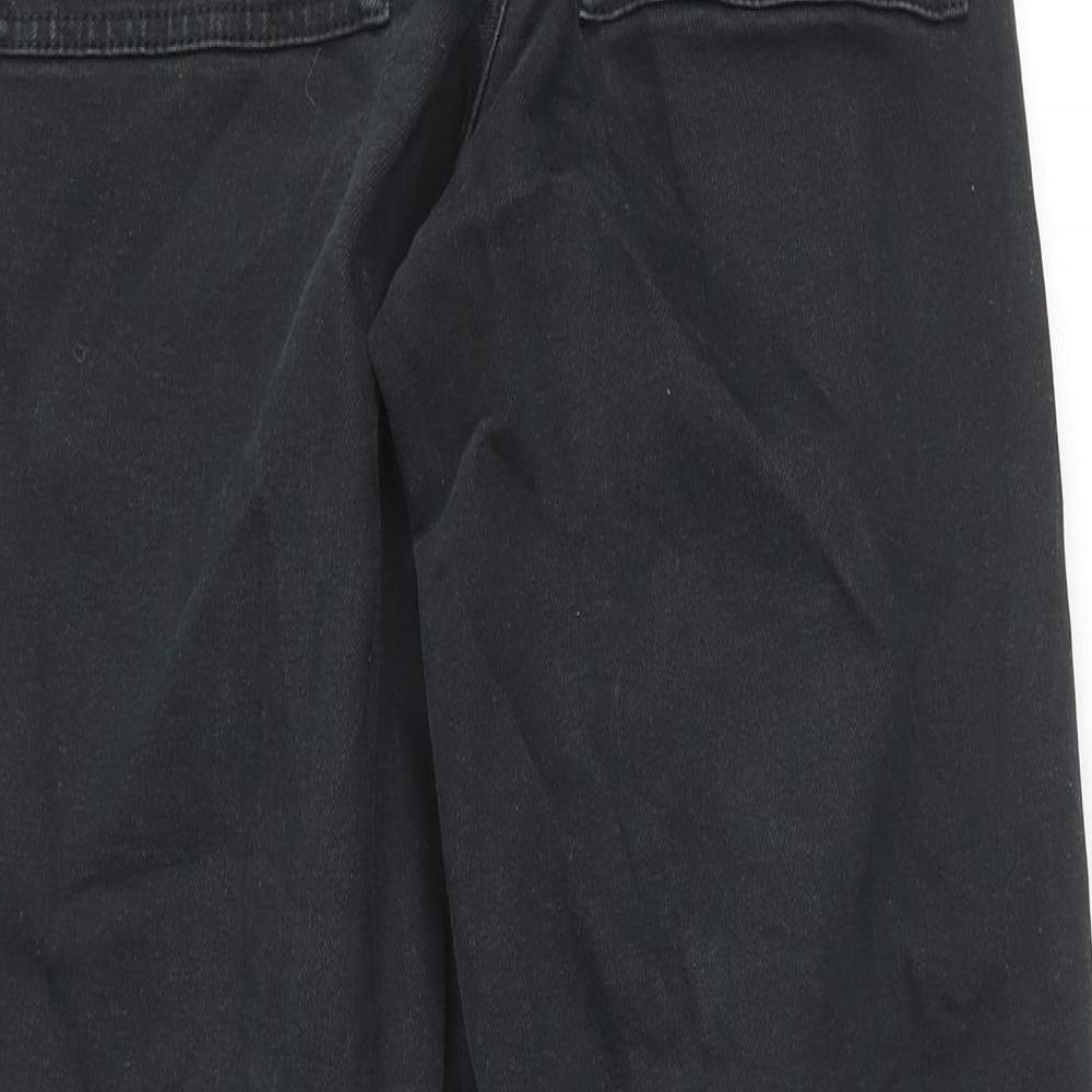 Zara Womens Black Cotton Wide-Leg Jeans Size 8 L29 in Regular Zip
