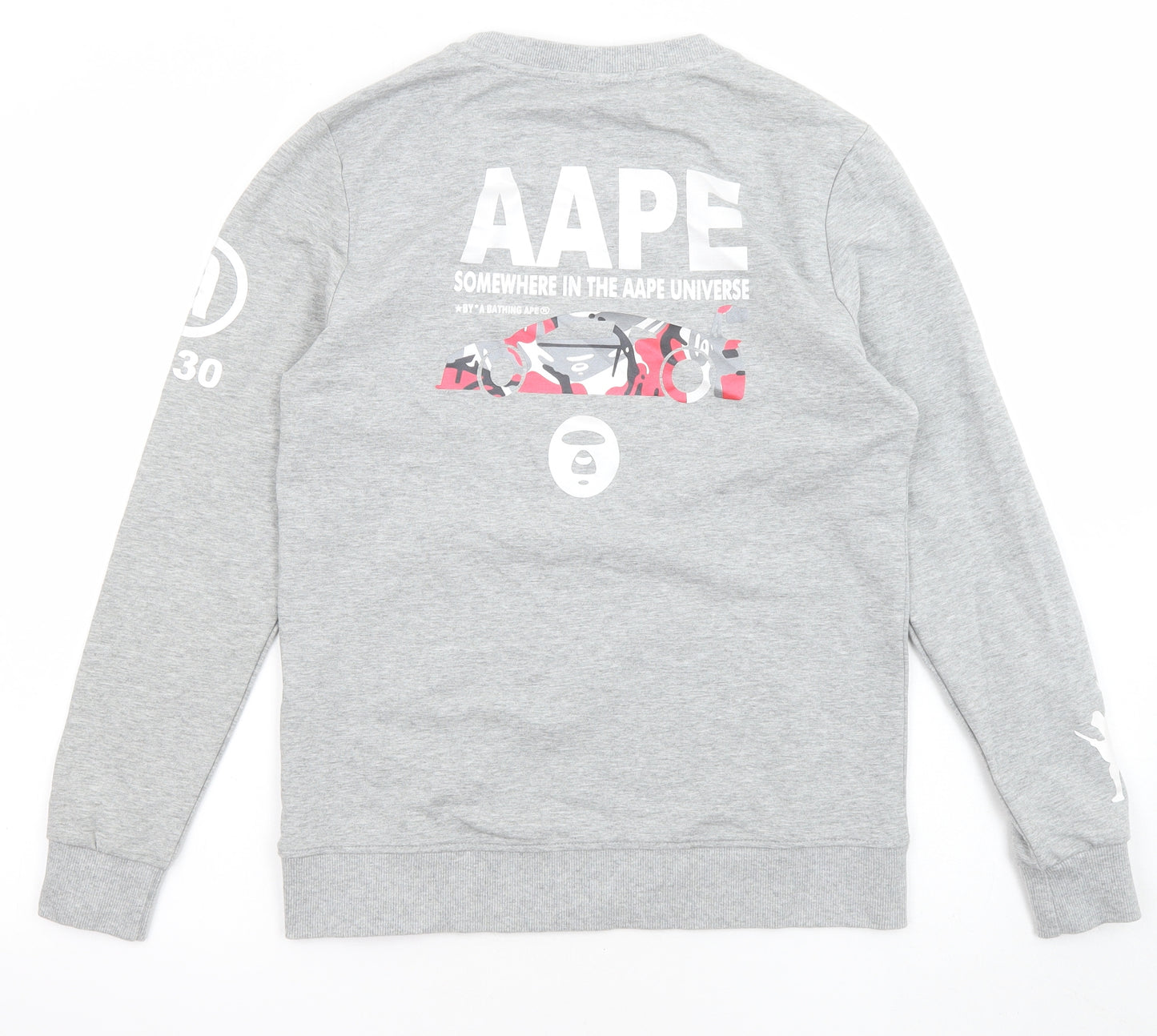AAPE Womens Grey Cotton Pullover Sweatshirt Size L Pullover - Som where in the aape universe