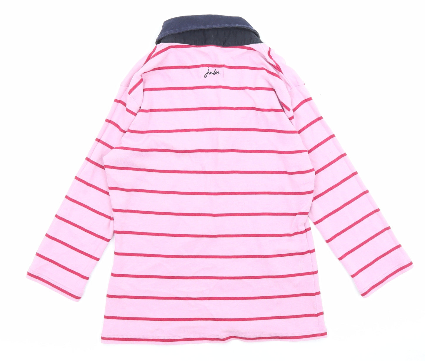 Joules Womens Pink Striped Cotton Basic T-Shirt Size 8 Collared