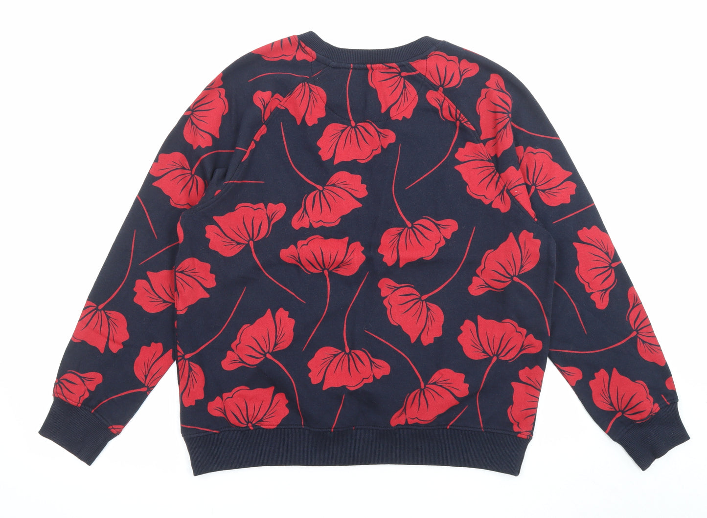 Marks and Spencer Womens Blue Floral Cotton Pullover Sweatshirt Size 14 Pullover