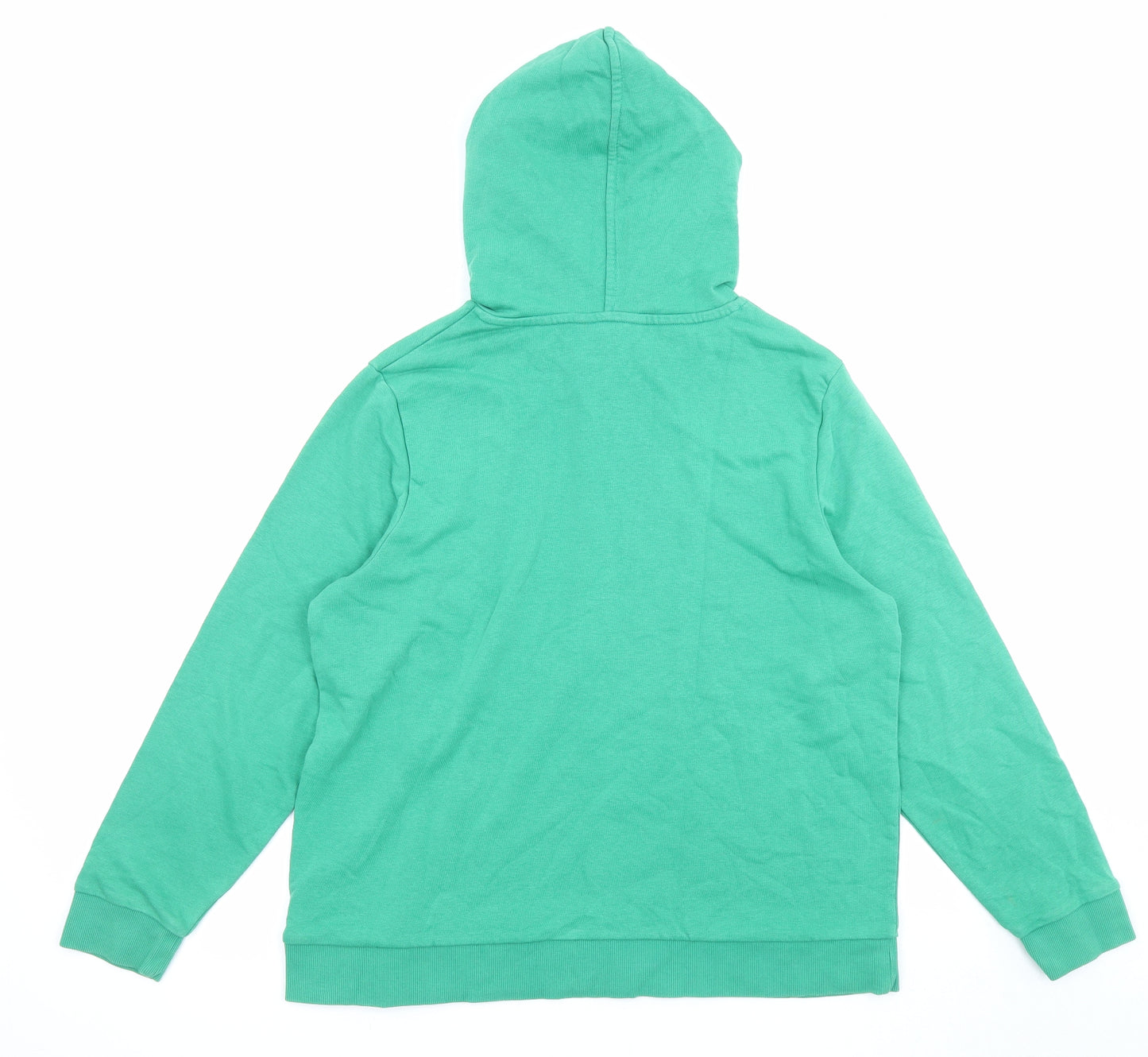 Marks and Spencer Womens Green Cotton Pullover Hoodie Size 16 Drawstring - Pocket