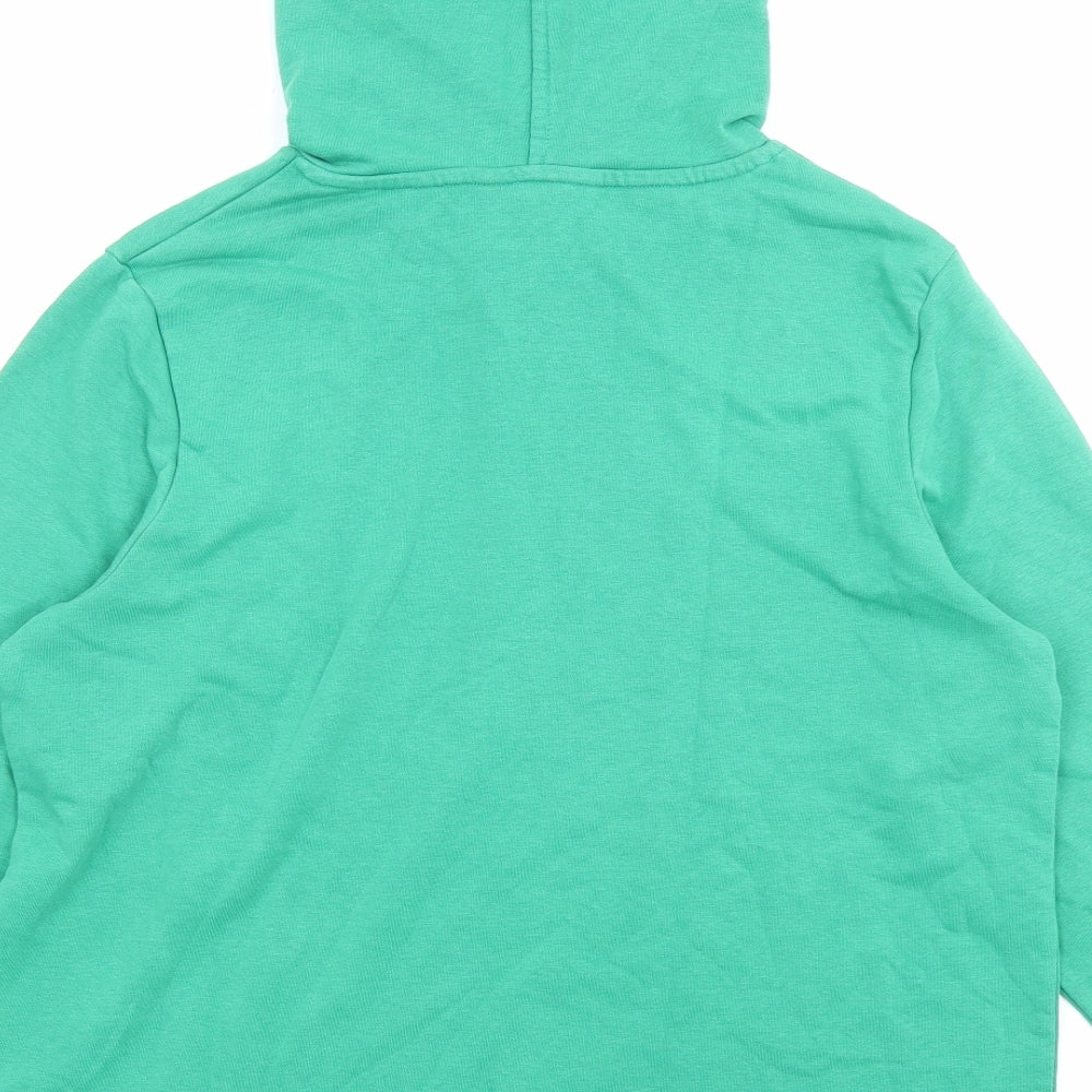 Marks and Spencer Womens Green Cotton Pullover Hoodie Size 16 Drawstring - Pocket