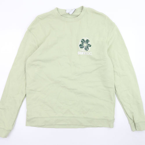 H&M Mens Green Cotton Pullover Sweatshirt Size M