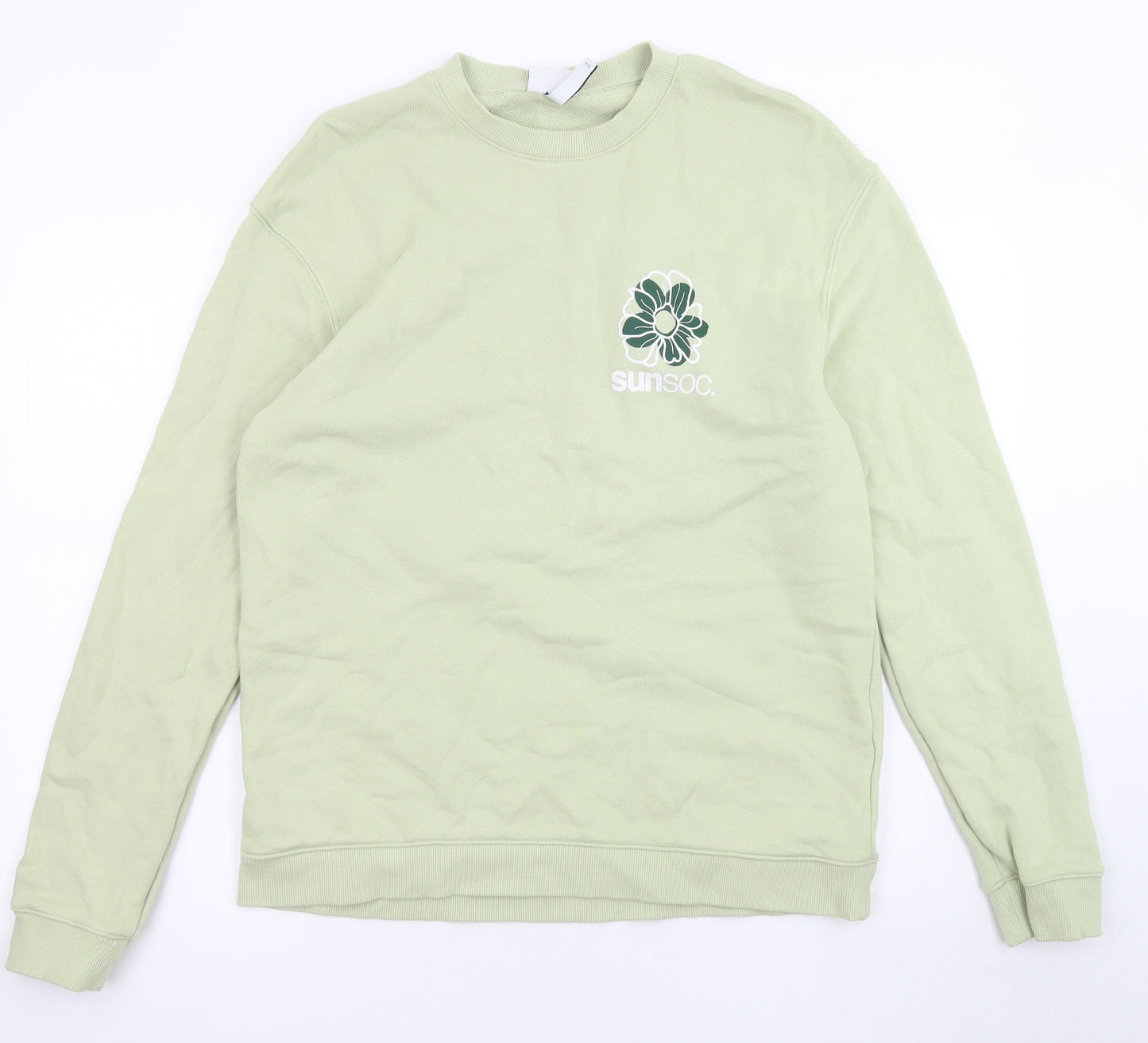 H&M Mens Green Cotton Pullover Sweatshirt Size M