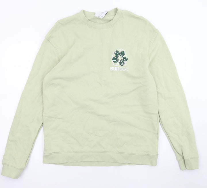 H&M Mens Green Cotton Pullover Sweatshirt Size M