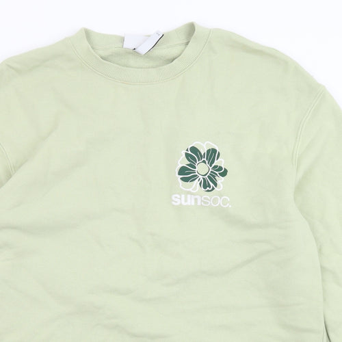 H&M Mens Green Cotton Pullover Sweatshirt Size M