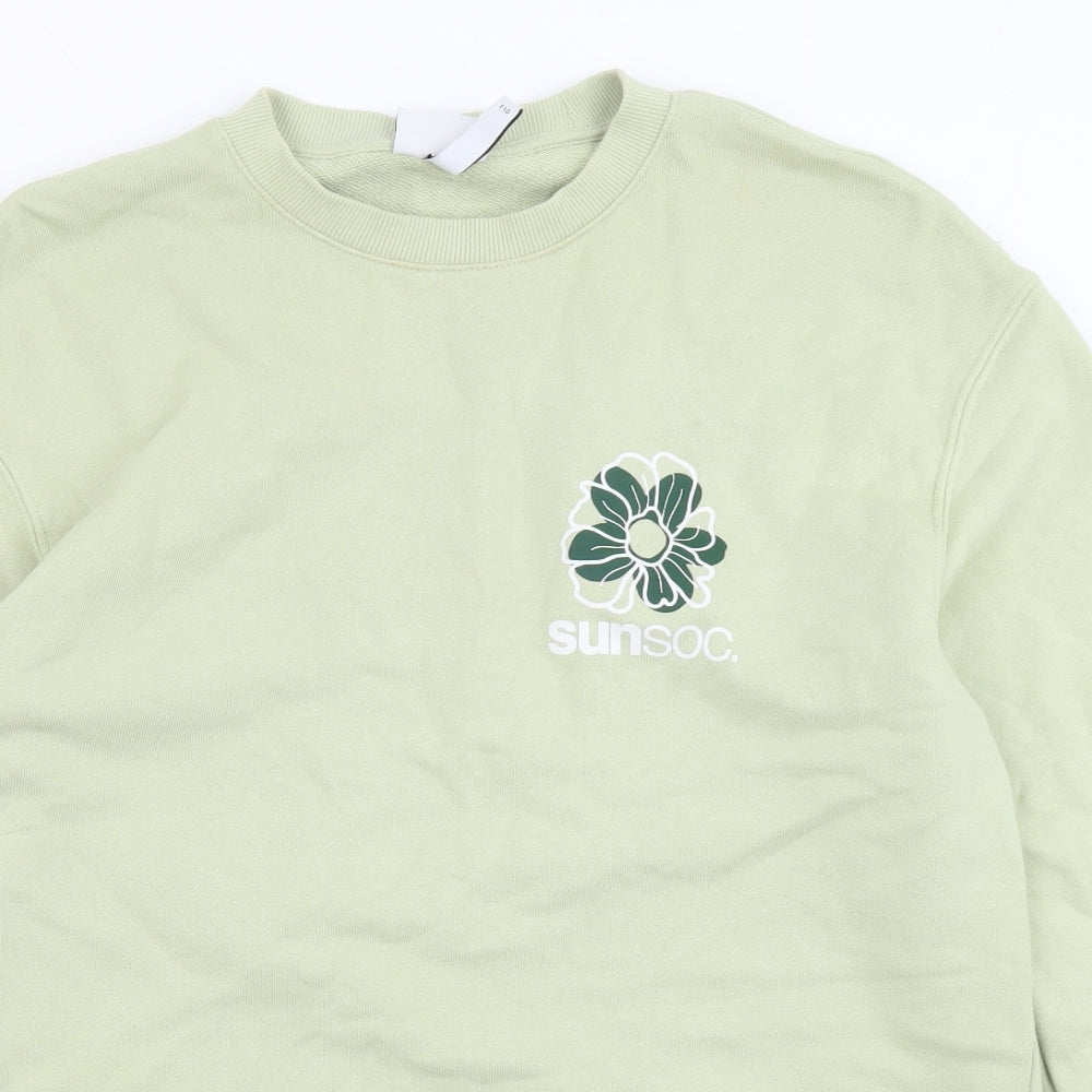 H&M Mens Green Cotton Pullover Sweatshirt Size M