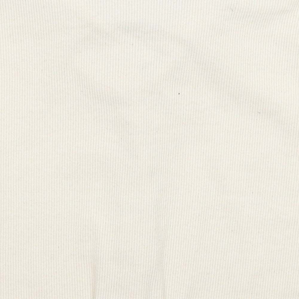 I SAW IT FIRST Womens Beige Cotton Basic Button-Up Size 10 Collared - Cropped