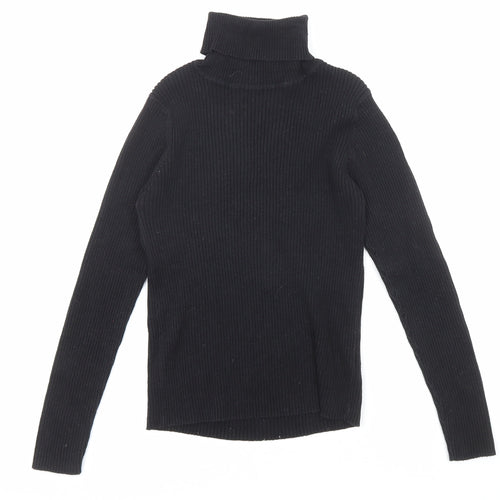NEXT Girls Black Roll Neck Cotton Pullover Jumper Size 10 Years Pullover