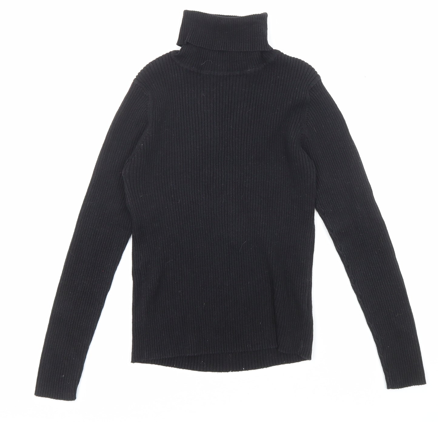 NEXT Girls Black Roll Neck Cotton Pullover Jumper Size 10 Years Pullover