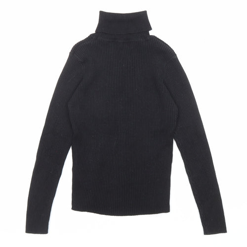 NEXT Girls Black Roll Neck Cotton Pullover Jumper Size 10 Years Pullover