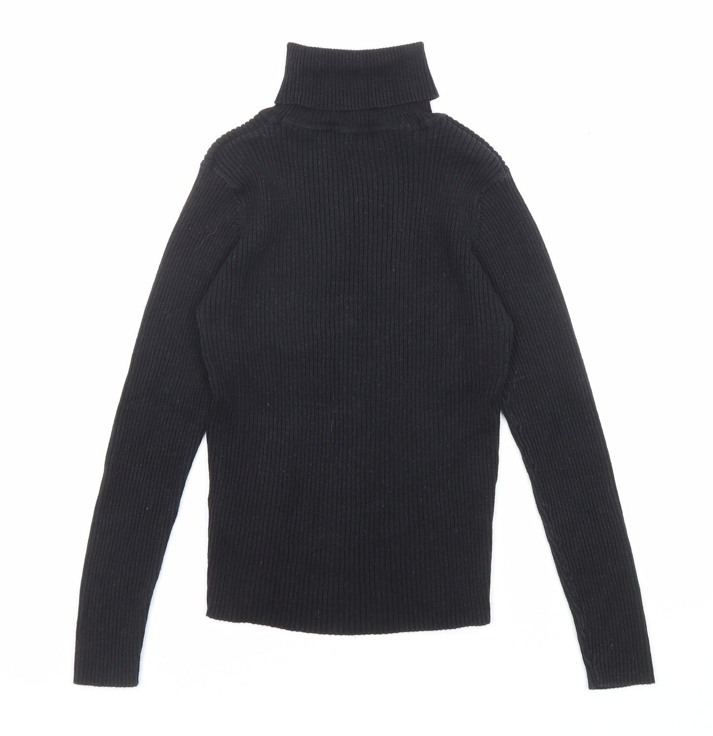 NEXT Girls Black Roll Neck Cotton Pullover Jumper Size 10 Years Pullover