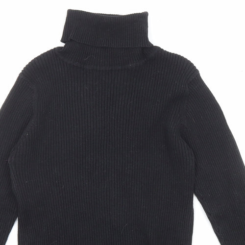 NEXT Girls Black Roll Neck Cotton Pullover Jumper Size 10 Years Pullover