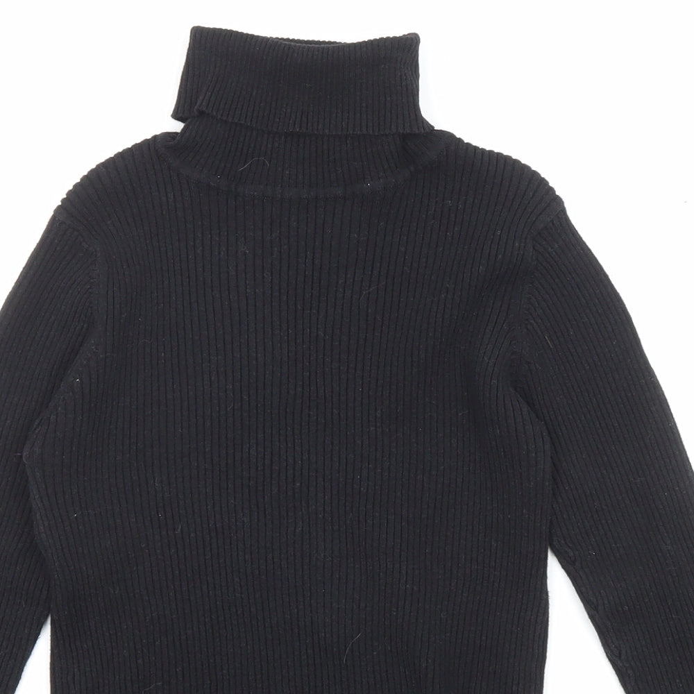NEXT Girls Black Roll Neck Cotton Pullover Jumper Size 10 Years Pullover