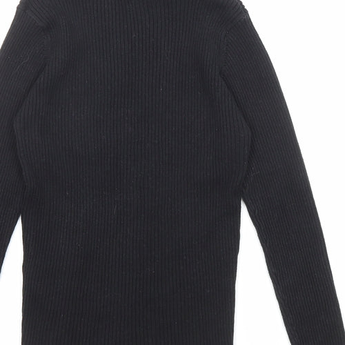 NEXT Girls Black Roll Neck Cotton Pullover Jumper Size 10 Years Pullover