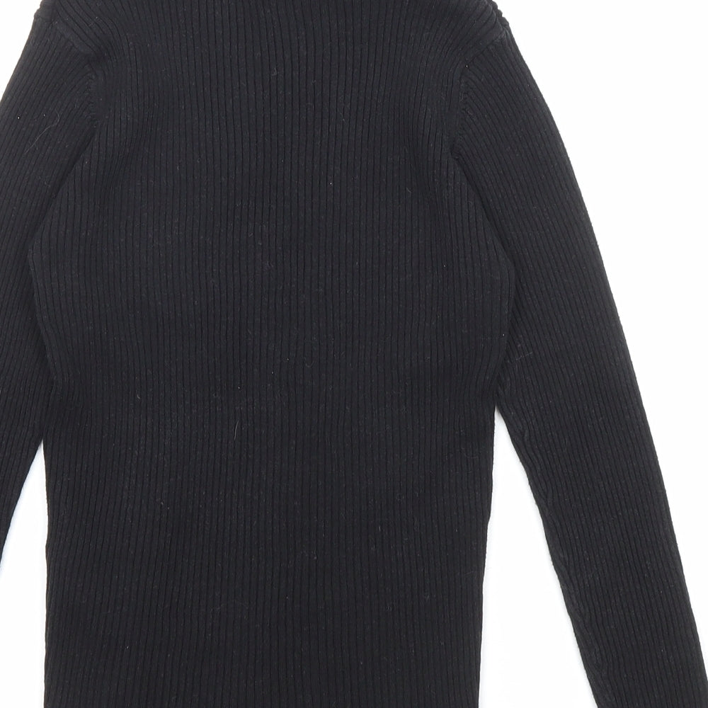 NEXT Girls Black Roll Neck Cotton Pullover Jumper Size 10 Years Pullover