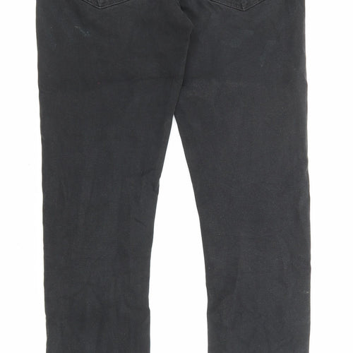 River Island Mens Black Cotton Straight Jeans Size 28 in L34 in Regular Zip - Pockets