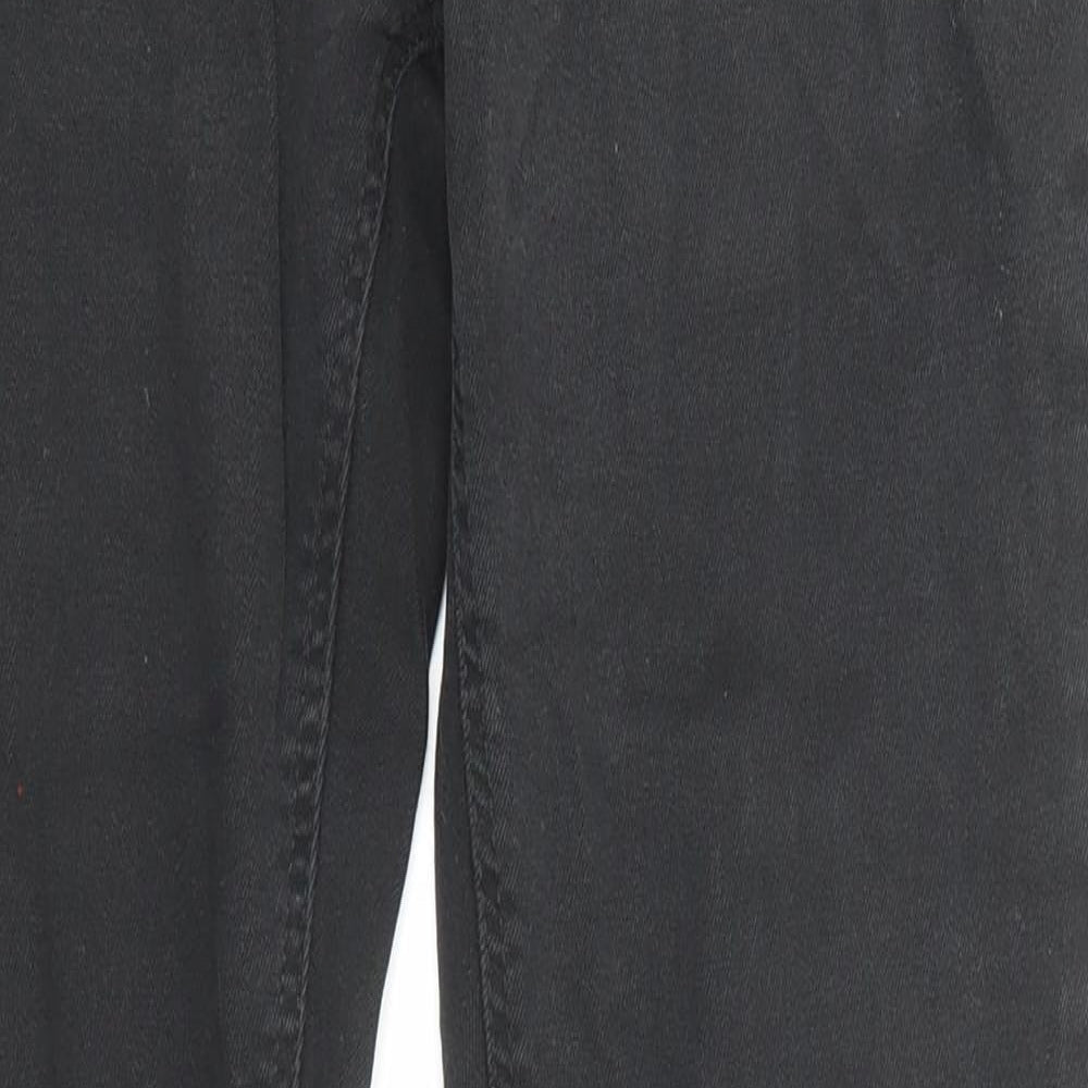 River Island Mens Black Cotton Straight Jeans Size 28 in L34 in Regular Zip - Pockets