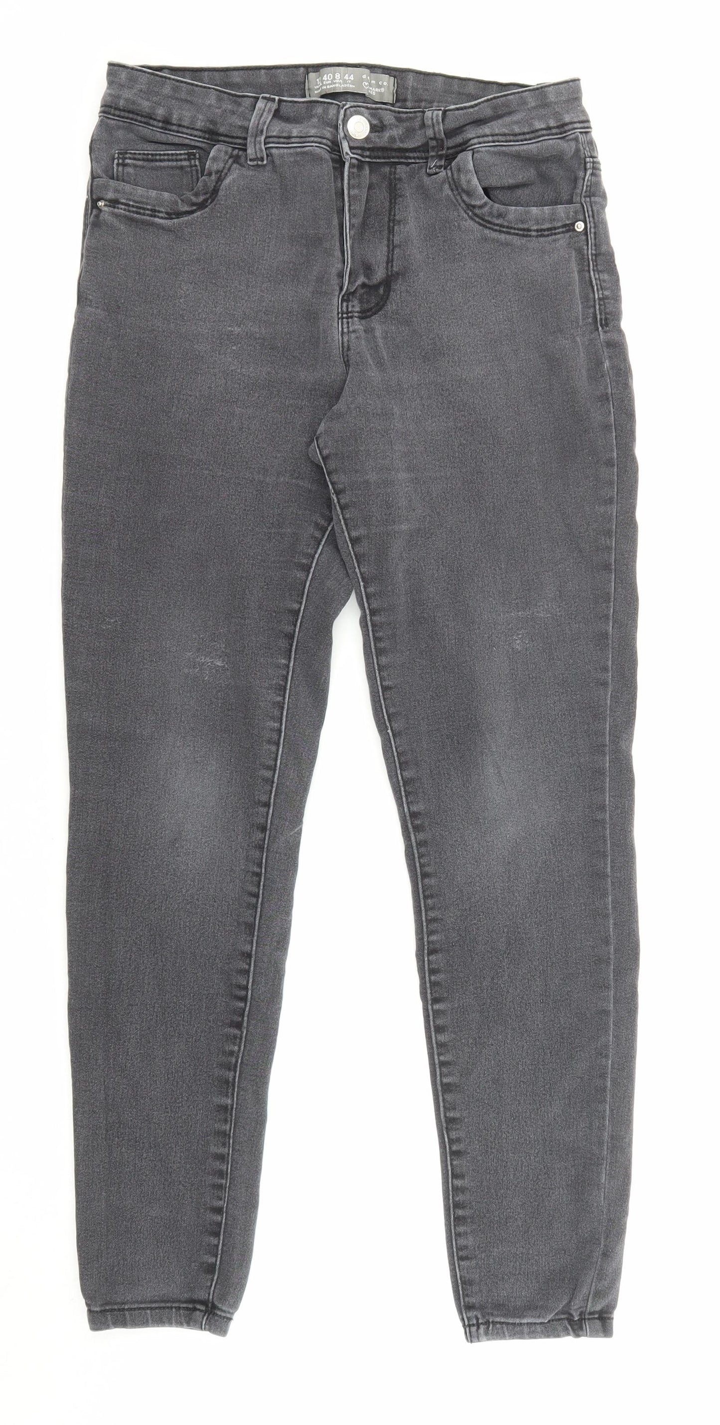 Denim & Co. Womens Grey Cotton Skinny Jeans Size 12 L27 in Regular Zip - Pockets