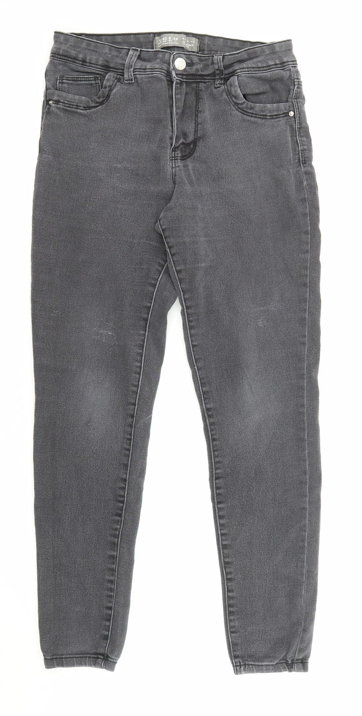 Denim & Co. Womens Grey Cotton Skinny Jeans Size 12 L27 in Regular Zip - Pockets