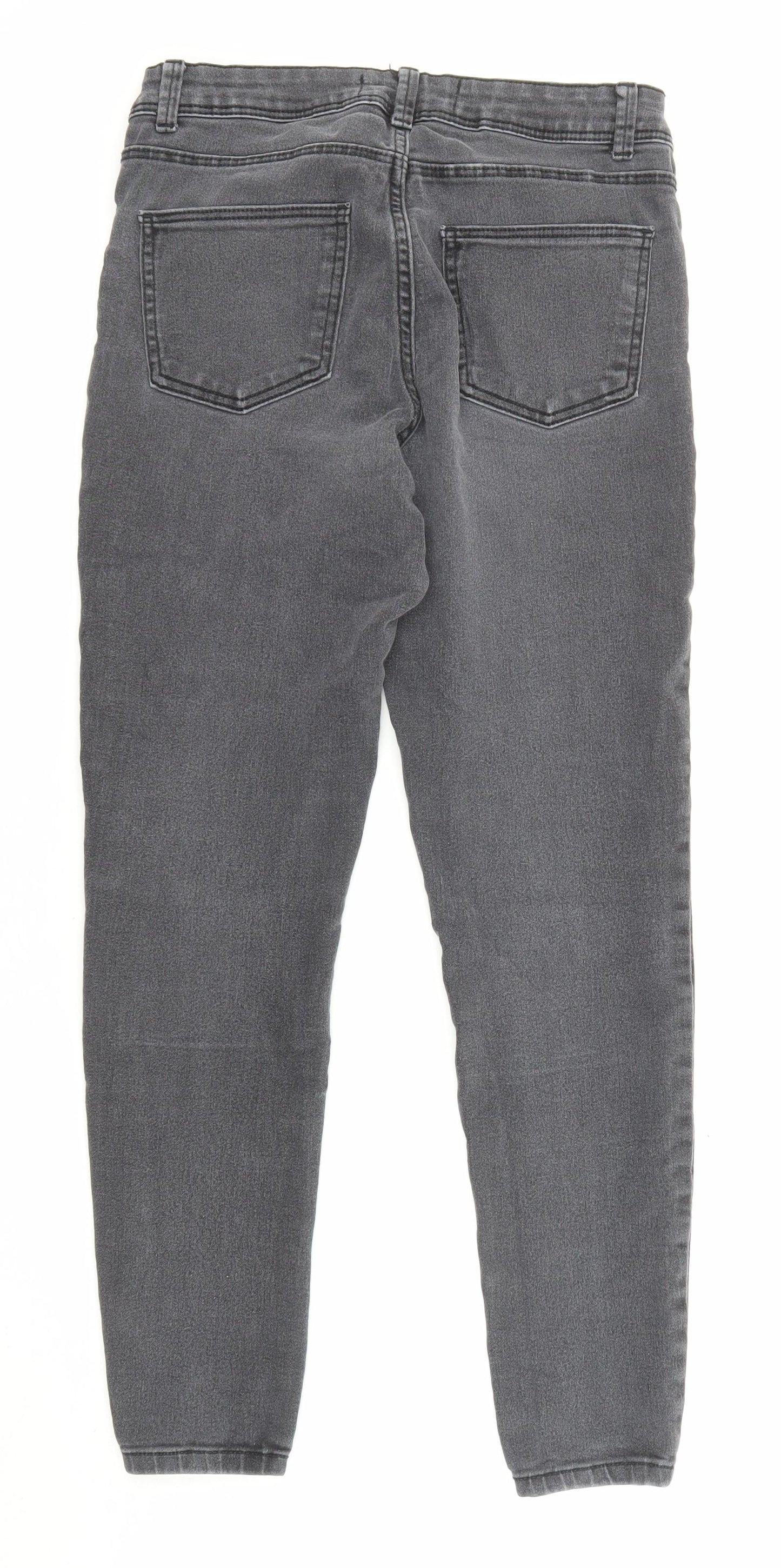 Denim & Co. Womens Grey Cotton Skinny Jeans Size 12 L27 in Regular Zip - Pockets
