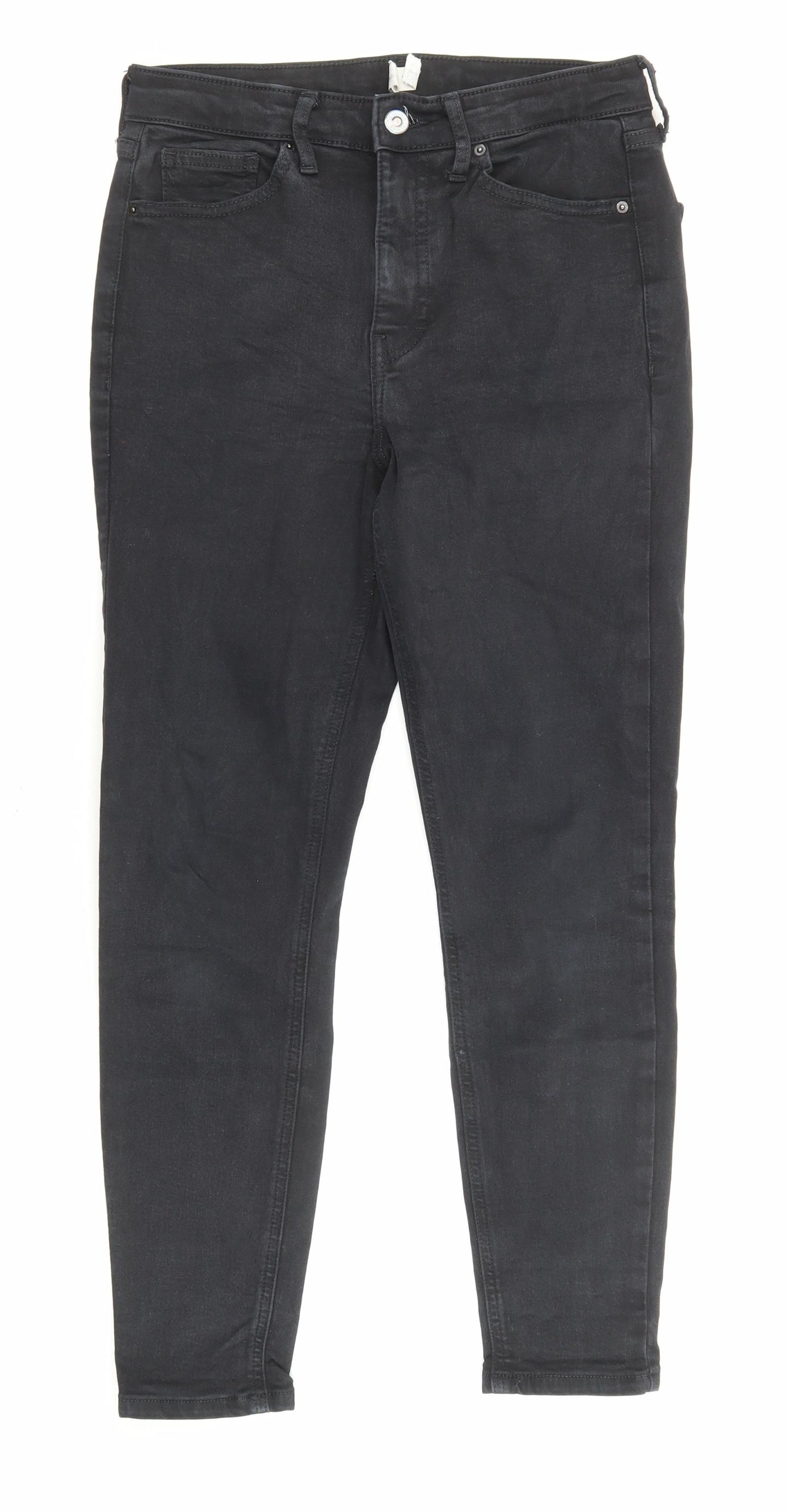 Topshop Womens Black Cotton Skinny Jeans Size 28 in L30 in Regular Zip - Pockets