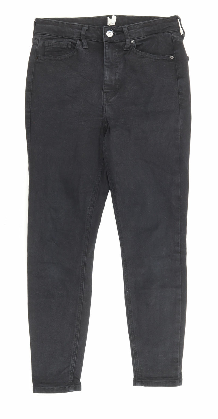 Topshop Womens Black Cotton Skinny Jeans Size 28 in L30 in Regular Zip - Pockets