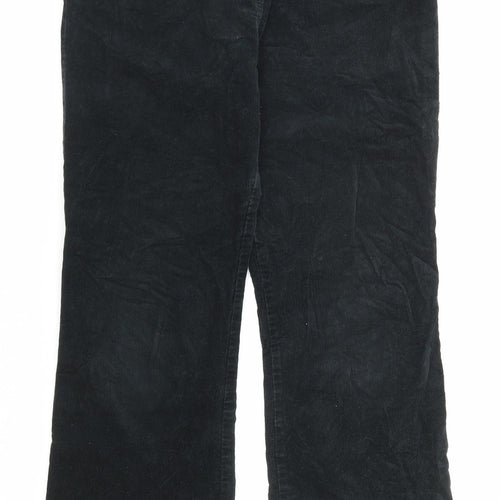 Marks and Spencer Womens Black Cotton Trousers Size 12 L29 in Regular Zip - Pockets