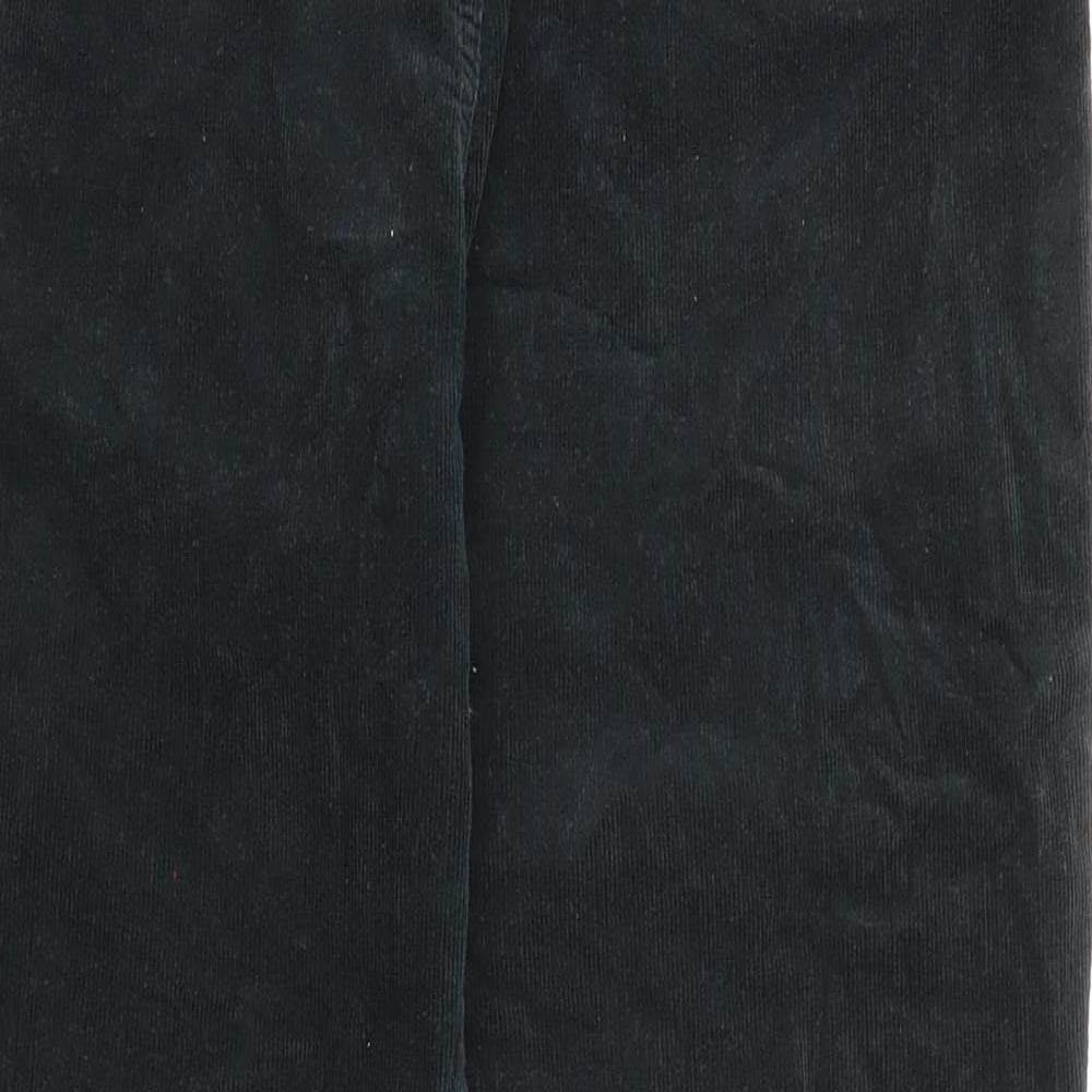 Marks and Spencer Womens Black Cotton Trousers Size 12 L29 in Regular Zip - Pockets