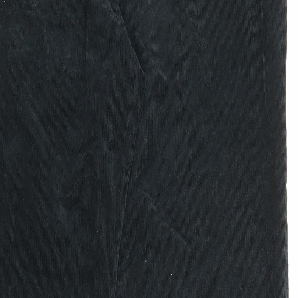 Marks and Spencer Womens Black Cotton Trousers Size 12 L29 in Regular Zip - Pockets