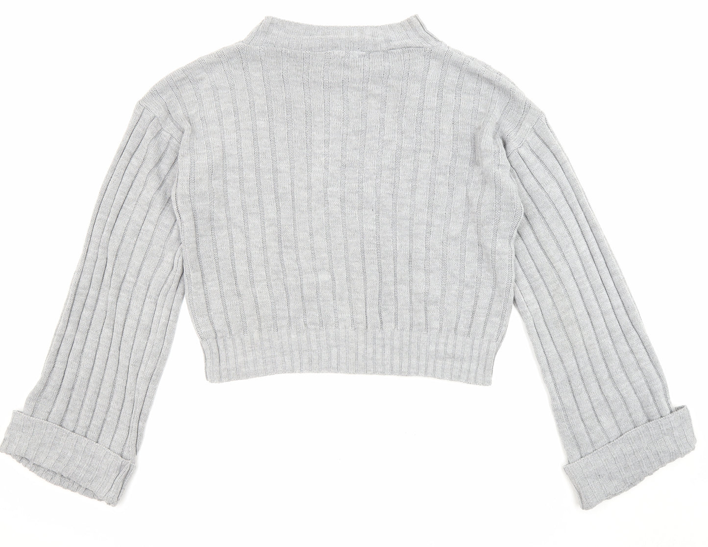 Boohoo Womens Grey Round Neck Acrylic Pullover Jumper Size 12