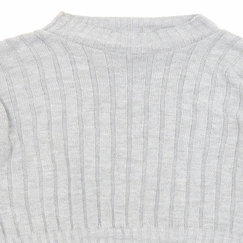 Boohoo Womens Grey Round Neck Acrylic Pullover Jumper Size 12