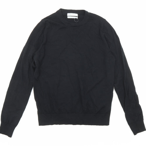 Marks and Spencer Womens Black Round Neck Acrylic Pullover Jumper Size 14