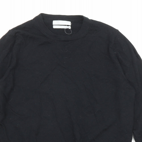 Marks and Spencer Womens Black Round Neck Acrylic Pullover Jumper Size 14