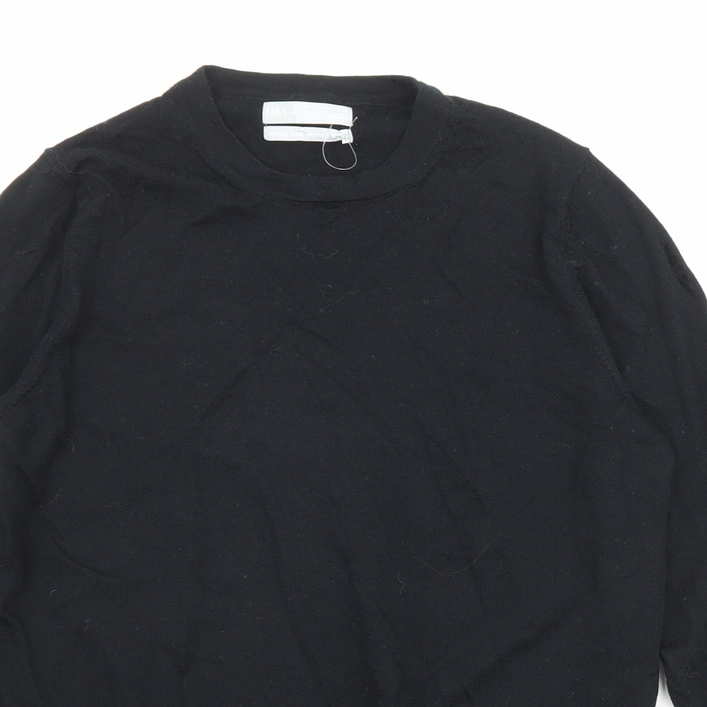 Marks and Spencer Womens Black Round Neck Acrylic Pullover Jumper Size 14