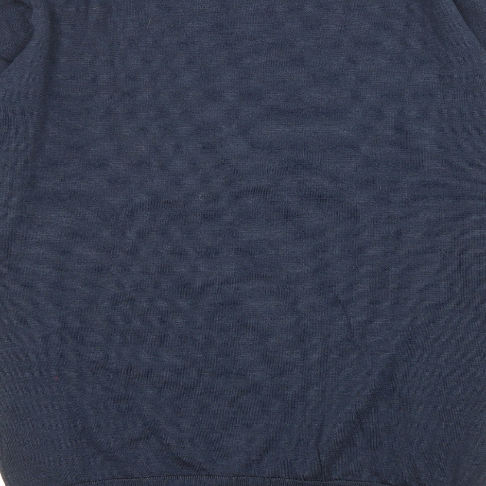 H&M Mens Blue Round Neck Wool Pullover Jumper Size M Long Sleeve