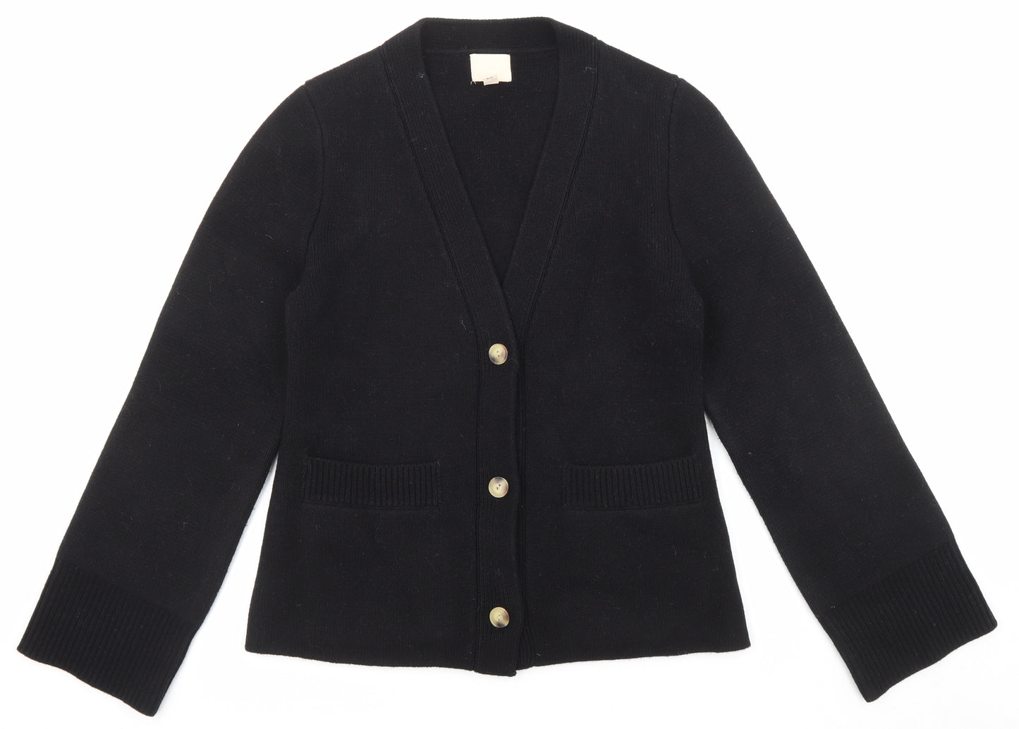 H&M Womens Black V-Neck Wool Cardigan Jumper Size S - Pockets