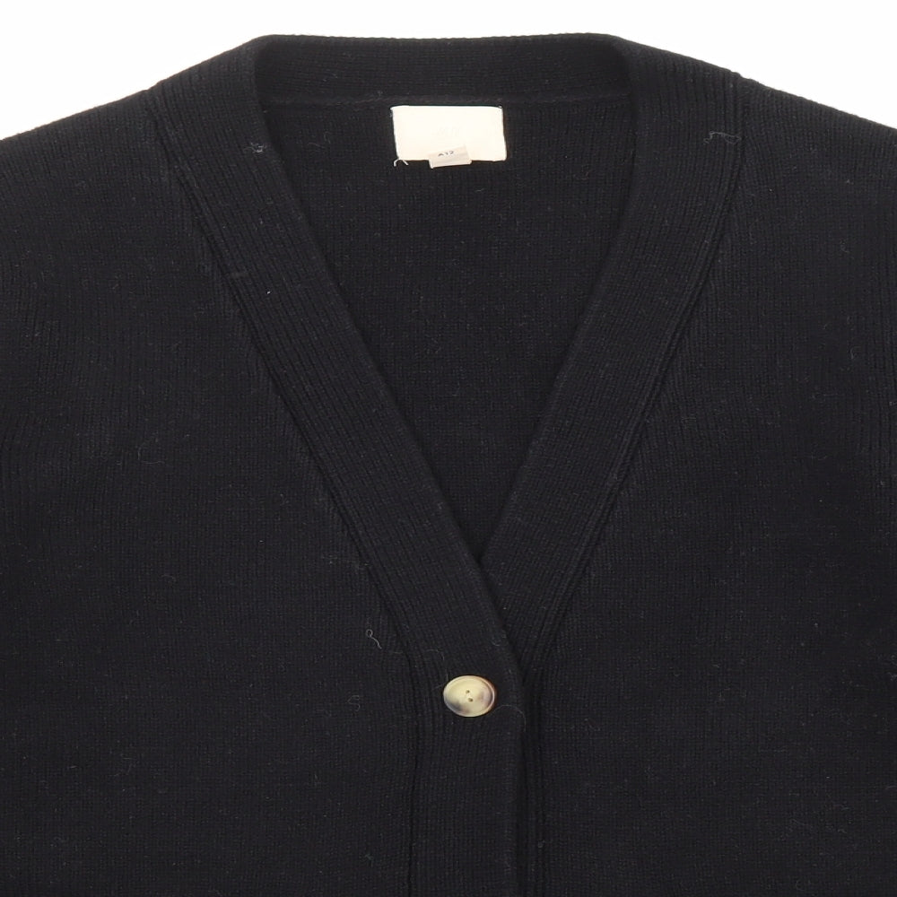 H&M Womens Black V-Neck Wool Cardigan Jumper Size S - Pockets