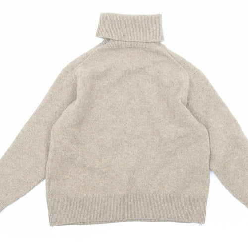 Uniqlo Womens Beige Roll Neck Wool Pullover Jumper Size S