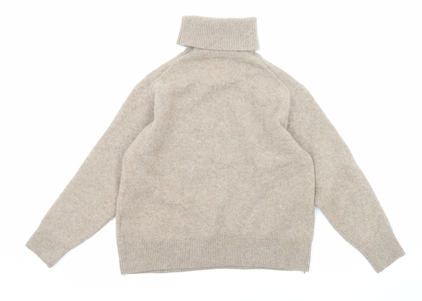 Uniqlo Womens Beige Roll Neck Wool Pullover Jumper Size S