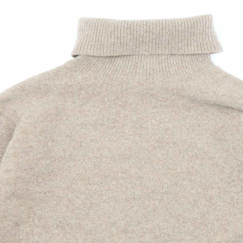 Uniqlo Womens Beige Roll Neck Wool Pullover Jumper Size S