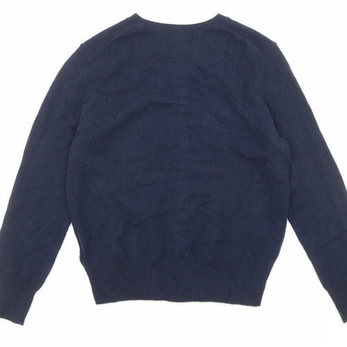 Autograph Womens Blue Crew Neck Cashmere Cardigan Jumper Size 12