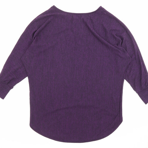 Apricot Womens Purple Boat Neck Polyester Pullover Jumper Size 16