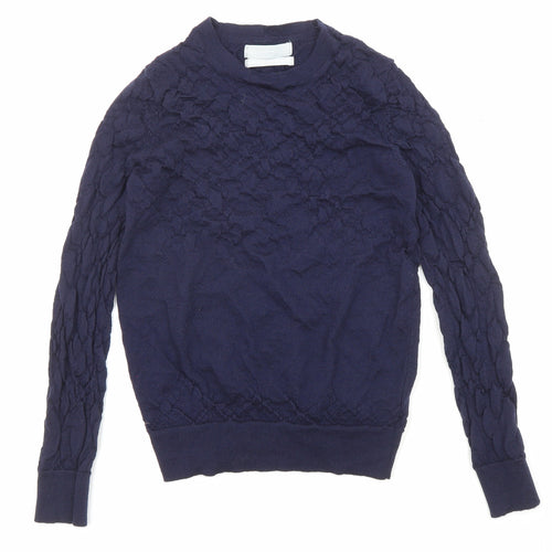Marks and Spencer Womens Purple Round Neck Wool Pullover Jumper Size 8