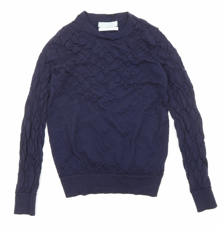 Marks and Spencer Womens Purple Round Neck Wool Pullover Jumper Size 8