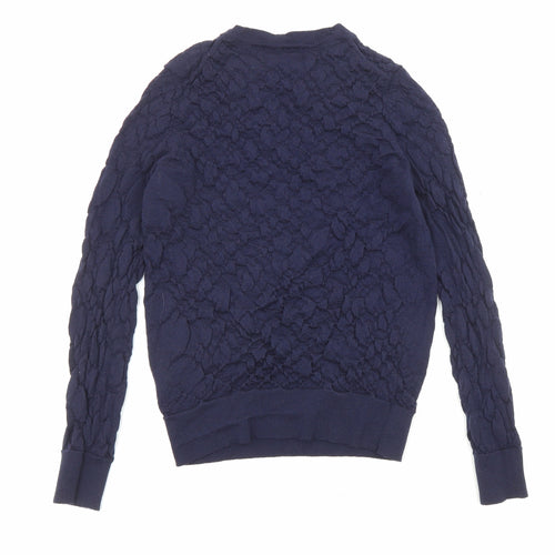 Marks and Spencer Womens Purple Round Neck Wool Pullover Jumper Size 8